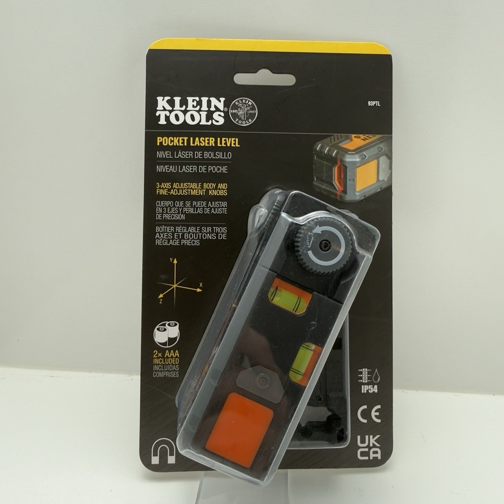 Klein Tool 93 PTL Pocket Laser Level 3-Axis Magnetic Tripod Mount IP54 New